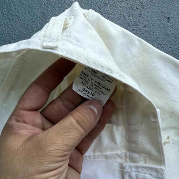 Vintage white painter dickie workwear carpenter pants 34x30 - Picture 4 of 8